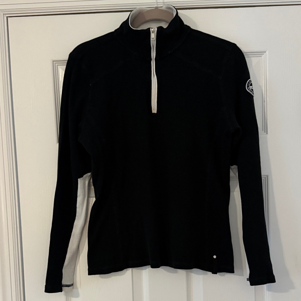 Lauren Active by Ralph Lauren  Women's Black Half-Zip Pullover with White Trim